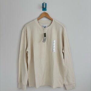 Goodfellow & Co waffle-knit long-sleeve henley shirt in Ivory size Large  NWT